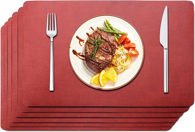 Maxpearl Faux Leather Placemats Set of 6 by Maxpearl