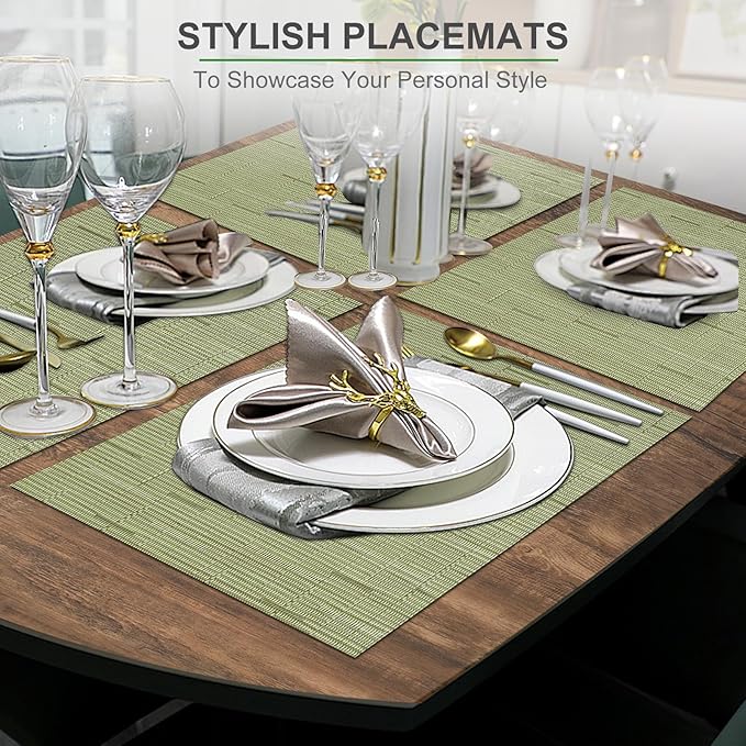 BETEAM Placemats Set of 6, Woven Vinyl Placemat - Image 6