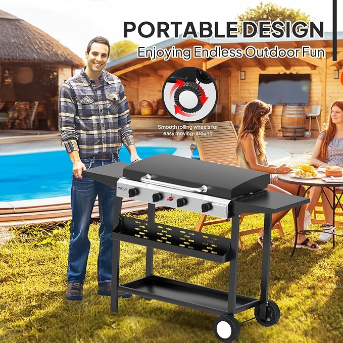 ROVSUN 4 Burner Portable Propane Griddle - Image 4