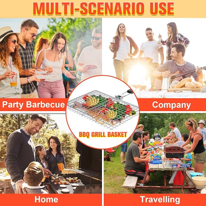 Grill Basket for Outdoor Grill, Stainless Steel Grilling Basket - Image 9
