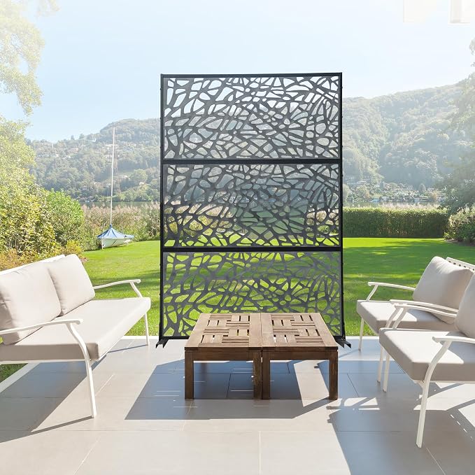 Domi Outdoor Living Privacy Screen, Freestanding, Plastic Mesh, Galvanized by domioutdoorliving