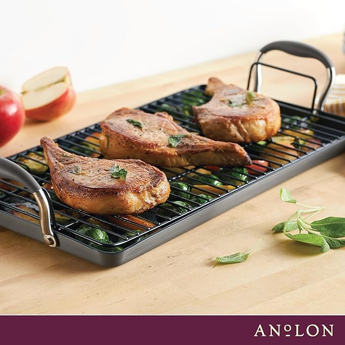 Double Burner Griddle, 10-Inch Hard Anodized Nonstick, Moonstone