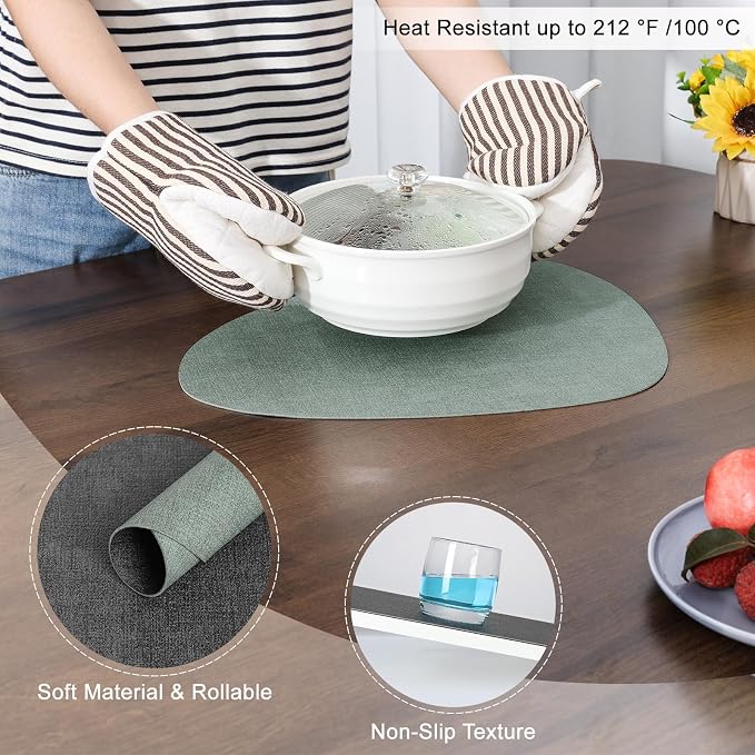 Placemats and Coasters, Washable Reversible Placemats Round Faux Leather - Image 5