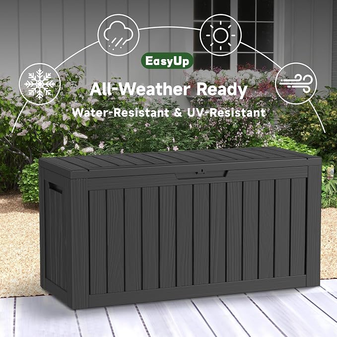 EasyUp 85 Gallon Deck Box Waterproof, Outdoor Storage Box Lockable - Image 4