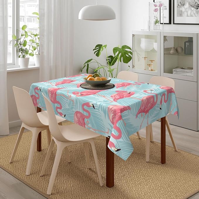 Worltoldb Flamingo Palm Leaf Tablecloths Polyester Table Cloth - Image 6