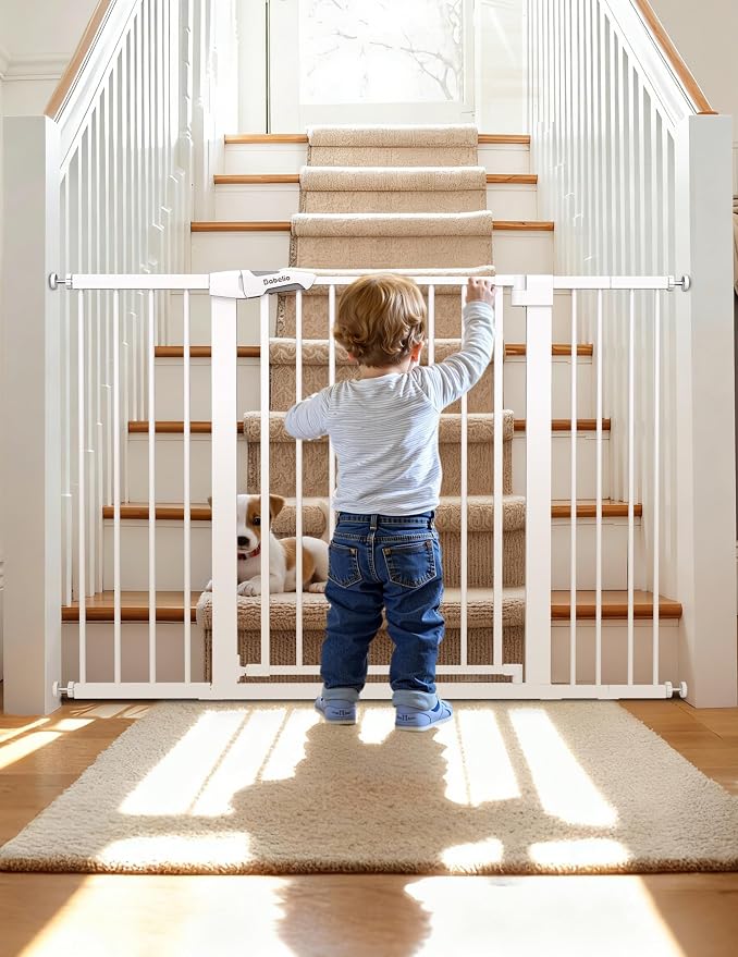 BABELIO 29-55 Inch Extra Wide Baby/Dog Gate, PressGuard P7, Metal Auto Close by BABELIO