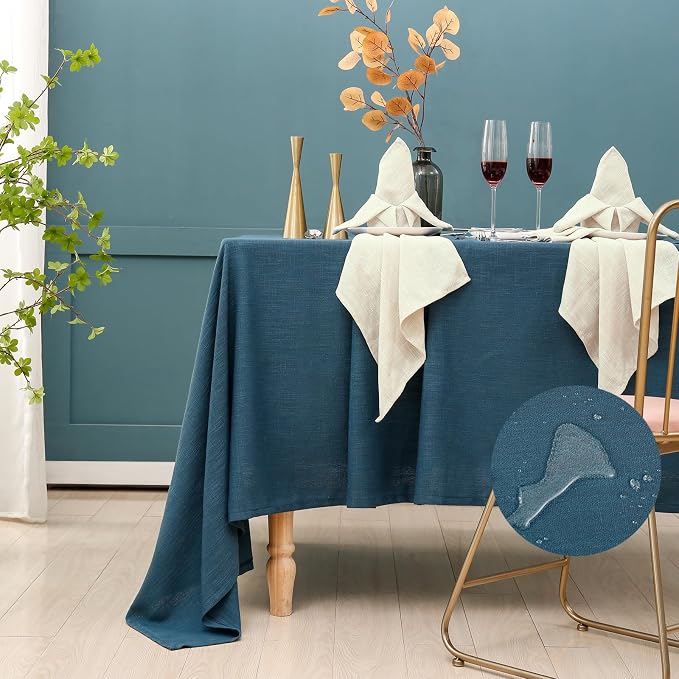 Square Tablecloth, Waterproof Spillproof Washable Tablecloth, Linen Dining by ZIWUROAD