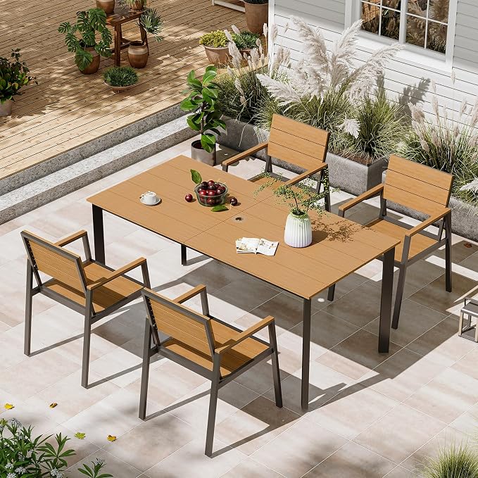 Patio Table and Chairs Set, 5 Piece Outdoor Dining Set by Oasbira