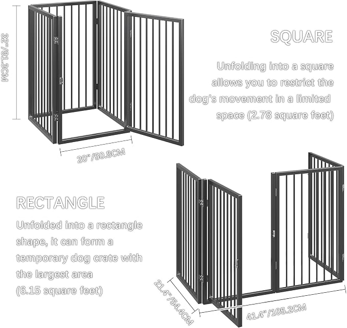 Vantas Folding No-Assembly Metal Pet Gate 80" Wide, Freestanding Accordion - Image 6
