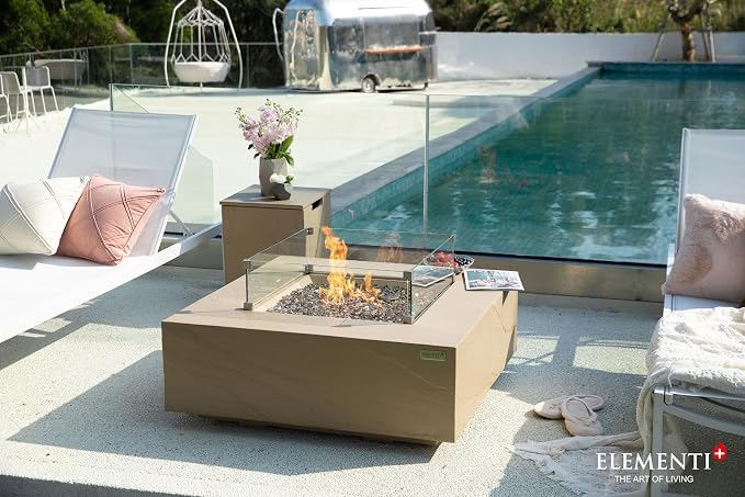Elementi+ | Bundle Uluru Gas Fire Pit Cast Concrete 40" Square Fire Table - Image 3