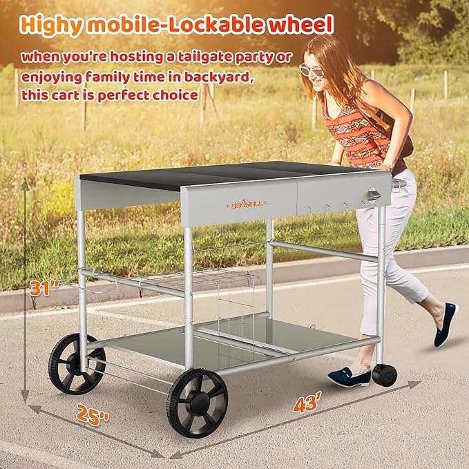 Upgraded Pizza Oven Cart Table for Ooni Koda/Karu/Fyra 16 & 12, Movable Thicken - Image 2