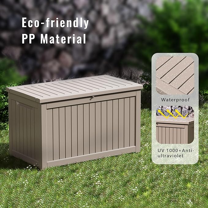 120 GallonOutdoor Storage Box, Resin Deck Boxes Waterproof, IndoorOutdoor Bin - Image 5