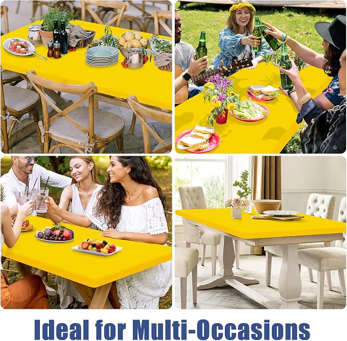 Spandex 6 Foot Rectangle Table Cloth 6 Pack, Elastic Fitted Tablecloths - Image 9
