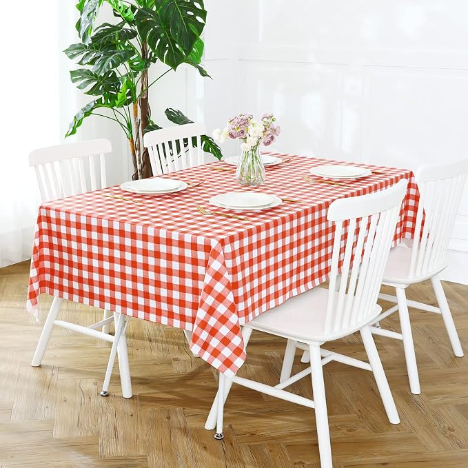 Romanstile Rectangle Vinyl Tablecloth, 100% Waterproof Buffalo Gingham Plastic - Image 3