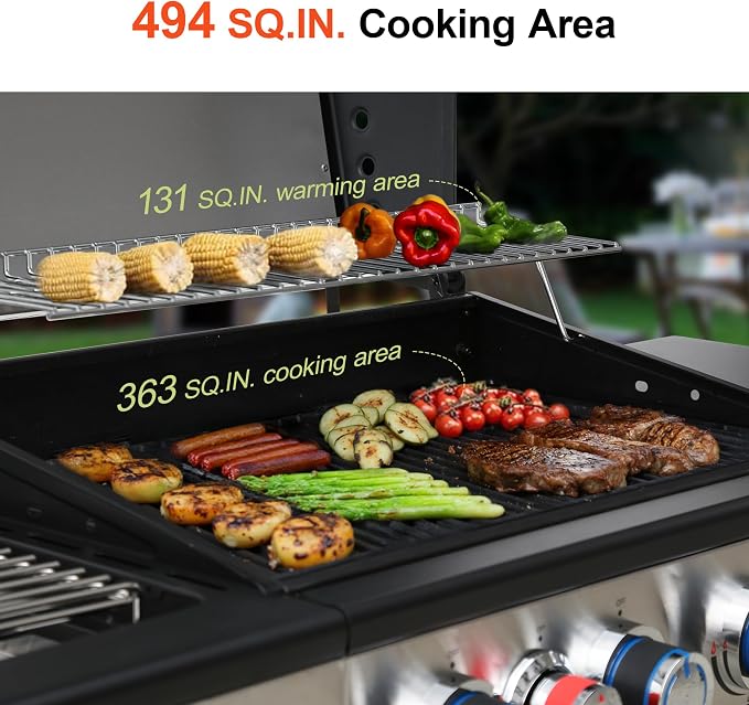 Brand-Man Portable Propane Gas Grill, 4 Burner Compact Cabinet Style Gas BBQ - Image 5