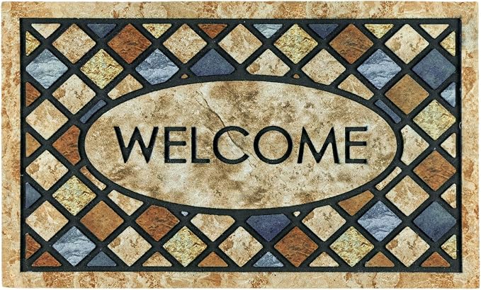 CHICHIC Blue Welcome Door Mat 17x 30 Inch Front Doormat Outdoors by CHICHIC