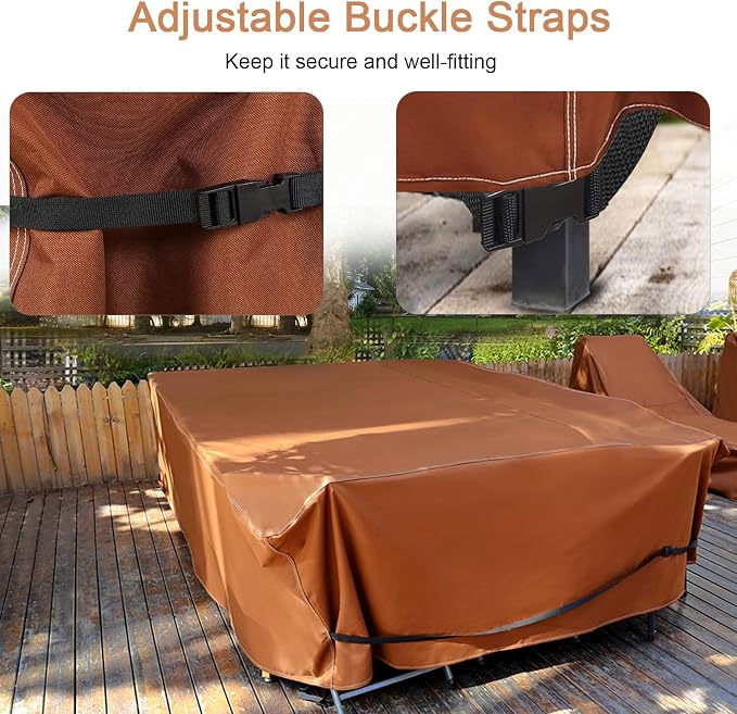 NettyPro Patio Table Cover Rectangular 105 x 75 Inch, 600D Heavy Duty - Image 4