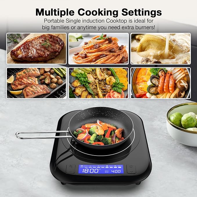 Single Induction Cooktop, 1800W 110V Single Burner Cooktop, Induction Hot Plate - Image 4
