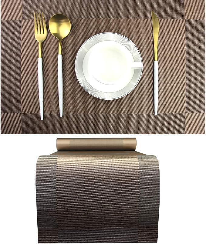 PIGCHCY Elegant Placemats with Matching Table Runner, Durable Cleaning Placemats by PIGCHCY