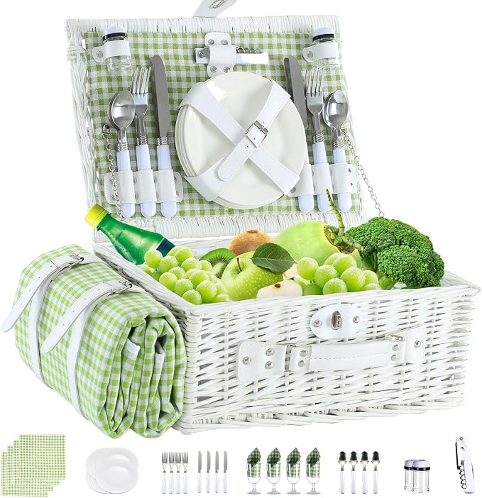 Neti Neti Wicker Picnic Basket for 4 by NetiNeti