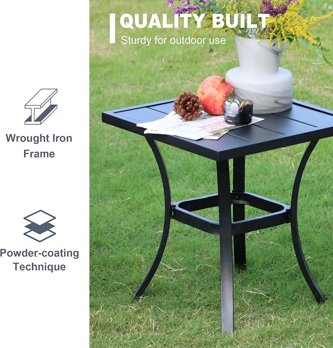 VICLLAX 18" Outdoor Side Table Small Patio End Table Square Bistro Coffee Table - Image 4
