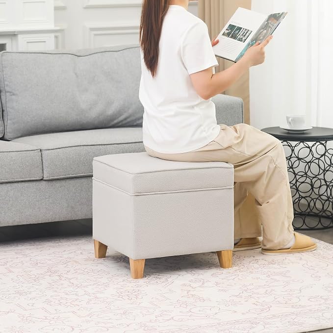 Adeco 17.5" Square Fabric Ottoman - Image 5
