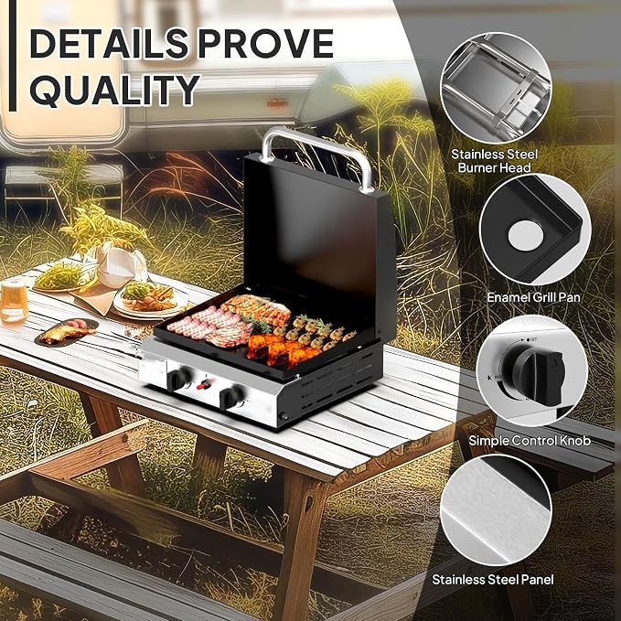 Bonnlo 2 Burner Portable Propane Griddle - Image 4