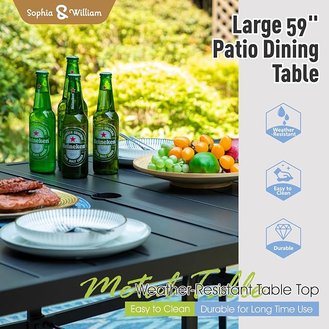 Sophia & William Patio Dining Set 7 Pieces Outdoor Patio Set - Image 6