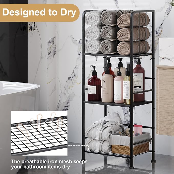 Towel Rack Free Standing 3-Tier M-Shaped Detachable Dividers, Durable Metal - Image 4