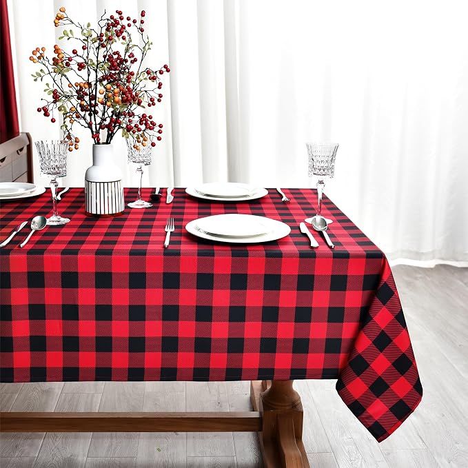 Waterproof Checkered Tablecloth Fabric by Essifunia