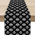 Damask Table Runner, Antique Gothic Black Floral Boho Flower Pattern Rustic by Unknown