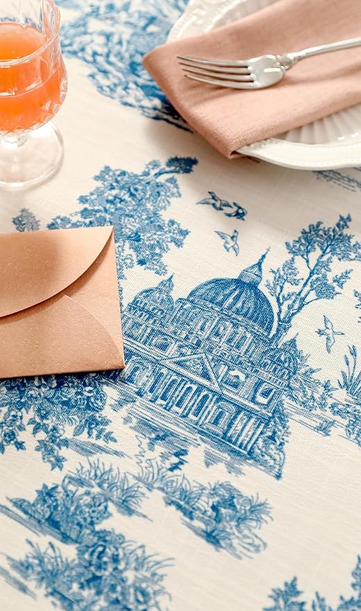 patdrea Designer Vintage Cyan Long Tablecloth - Image 6