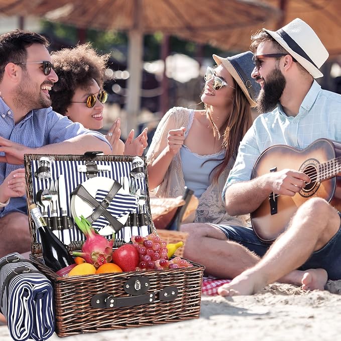 Neti Neti Wicker Picnic Basket for 4 - Image 2