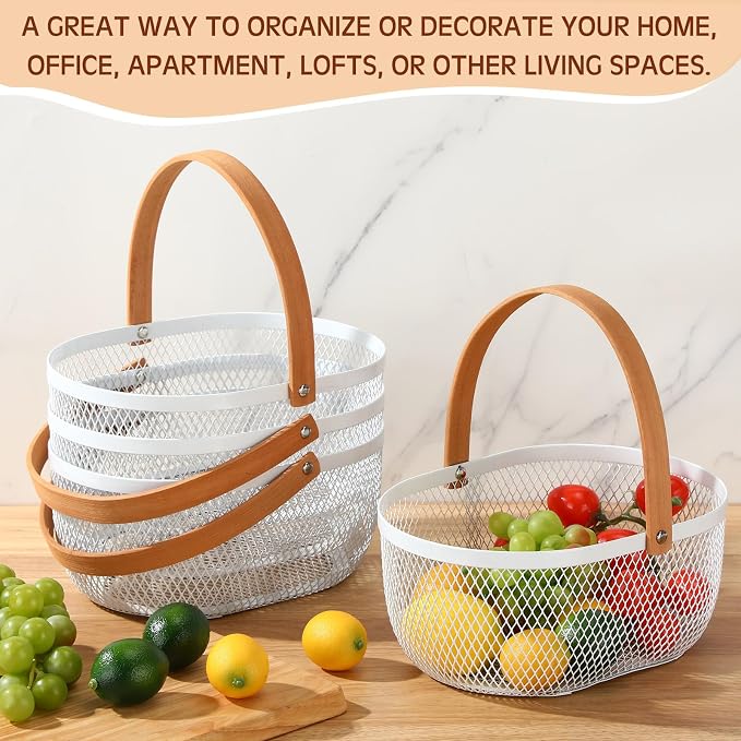 Maxcheck 4 Pcs Oval Metal Wire Storage Basket - Image 4