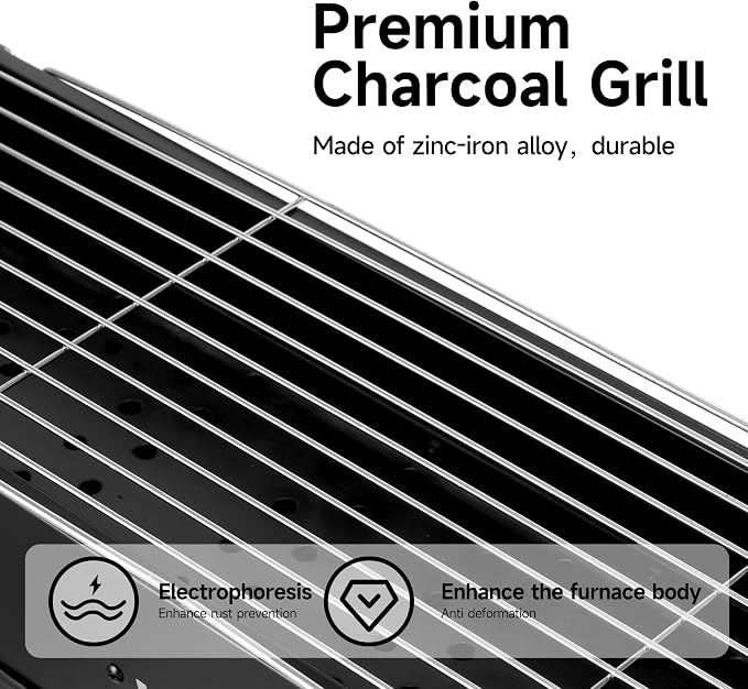 WILLBBQ Charcoal Grills Commercial Quality Portable Hibachi BBQ Folded Camping - Image 7