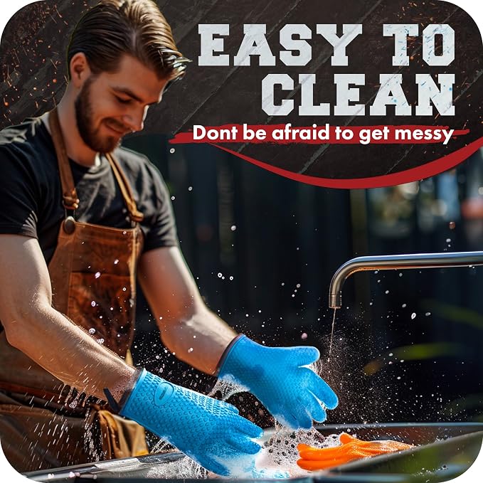 KITCHEN PERFECTION S Silicone Smoker Oven Gloves -Extreme Heat Resistant BBQ - Image 7