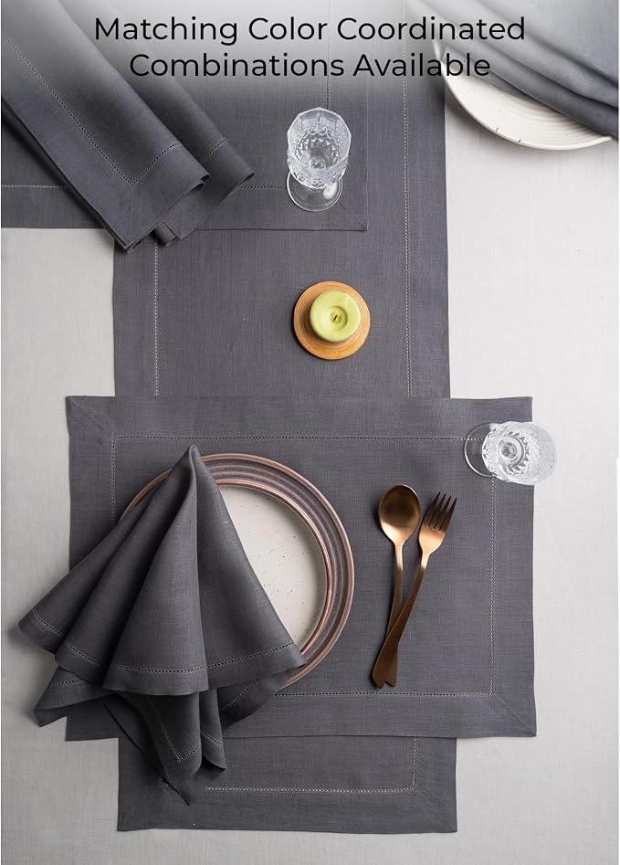 D'Moksha Homes Linen Charcoal Grey Table Runner 60 Inches - Image 5
