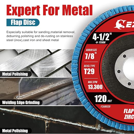 EZARC Flap Disc 4 1/2 Inch for Anger Grinder, Type 29 Abrasive Grinding Wheel - Image 4