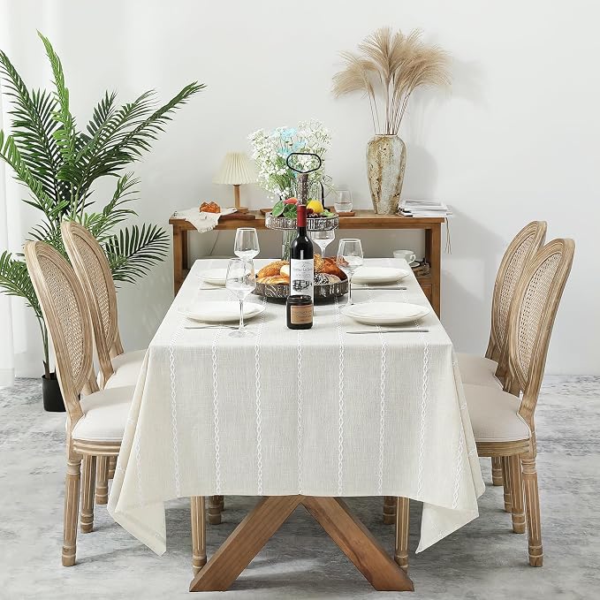 Chassic 60 x 60 inches Farmhouse Style Linen tablecloths, Wrinkle Resistant - Image 2