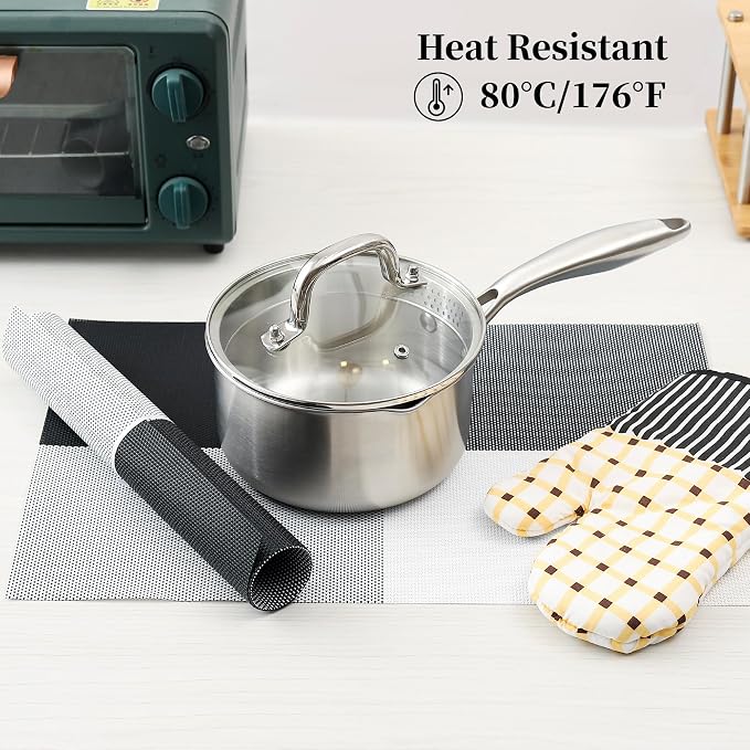 Leetaltree Gray with White Grid Pattern Placemats Set of 4 - Image 5