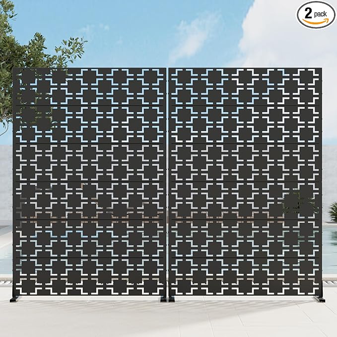 Casaphoria Metal Privacy Screen 72" H x 45" W, 2 Pack Outdoor Freestanding by Casaphoria