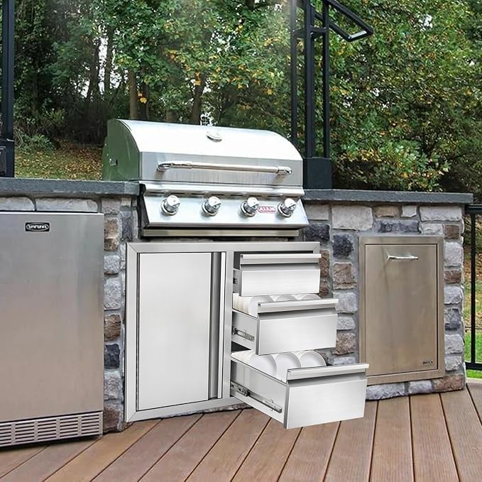 Outdoor Kitchen Drawer Combo, Stainless Steel Triple Drawers - Image 8