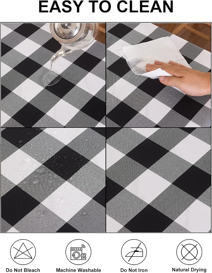 Cupuamon 2 Pack Waterproof Polyester Fabic Round Checkered Tablecloth，60 - Image 3