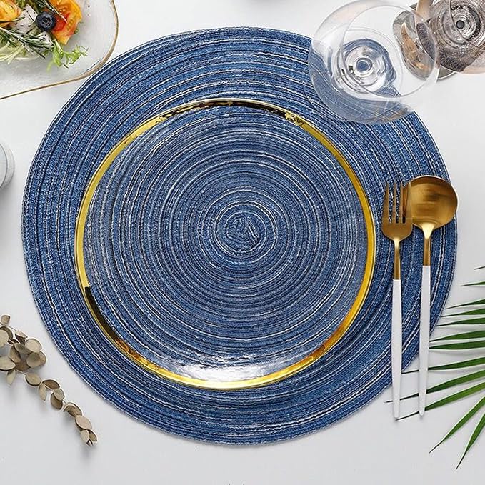 PIGCHCY Round Placemats Set of 8 Round Table Placemats Braided Cotton Place - Image 6