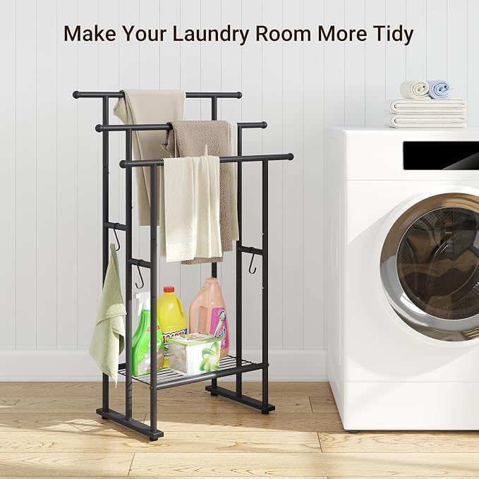 ELYKEN 3 Tier Standing Towel Rack, Freestanding Floor Towel Rack - Image 8