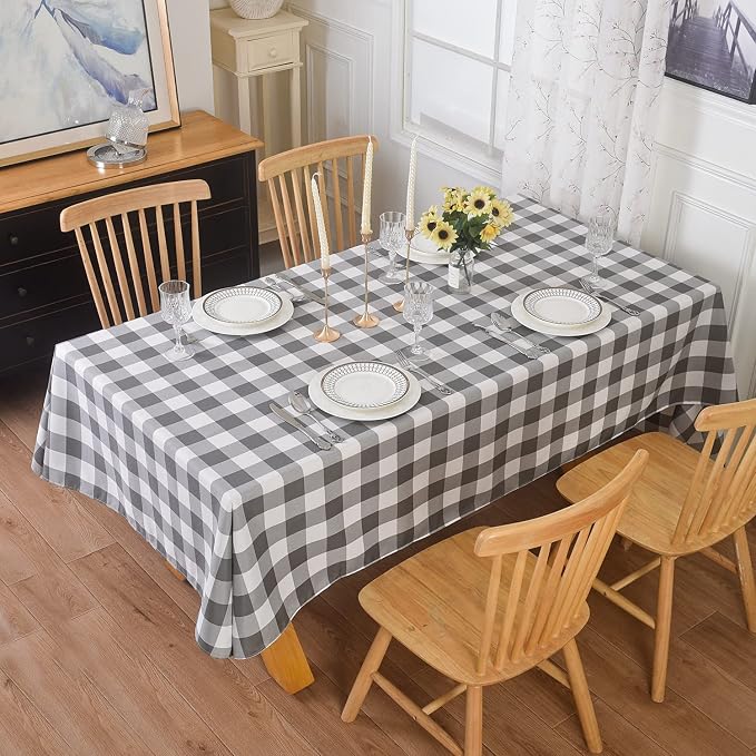 Cupuamon 2 Pack Waterproof Polyester Fabic Rectangle Checkered Tablecloth，60x84 by Cupuamon
