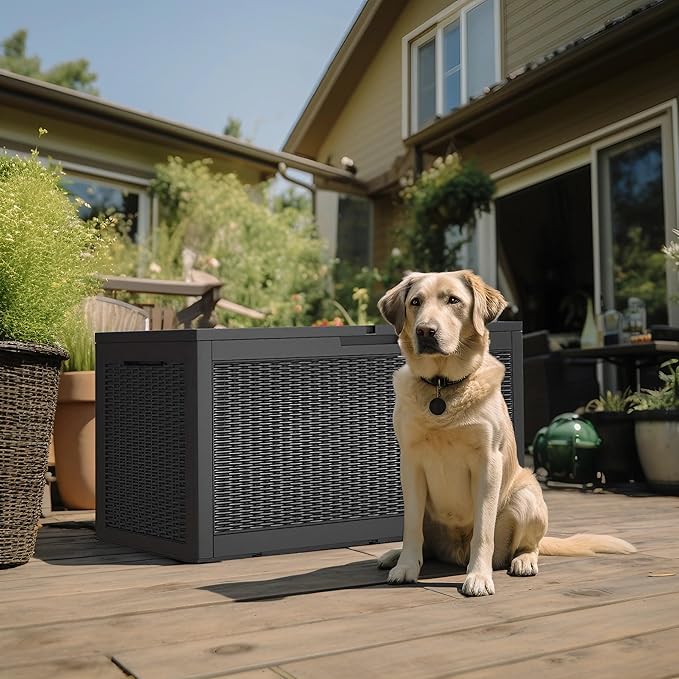 120 Gallon Deck Box, Resin Outdoor Storage Box - Image 6