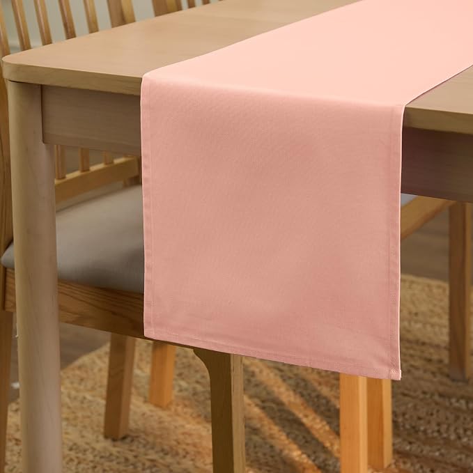 Encasa XO Table Runner 13"x91" Long | Cotton Canvas Fabric | Powder Pink Solid by EncasaXO