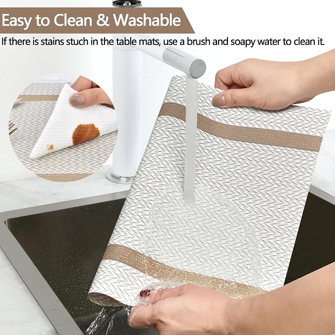 SLKQG Beige White Placemats Set of 4 - Image 3