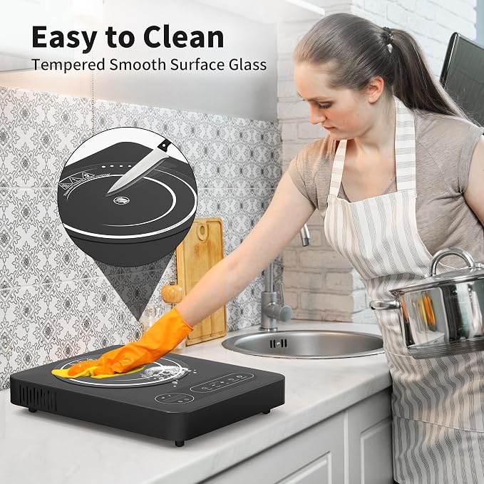 VBGK Single Burner Electric Cooktop, 110V 1800W Electric Stove Top - Image 9